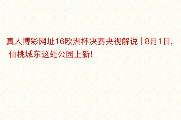 真人博彩网址16欧洲杯决赛央视解说 | 8月1日, 仙桃城东这处公园上新!