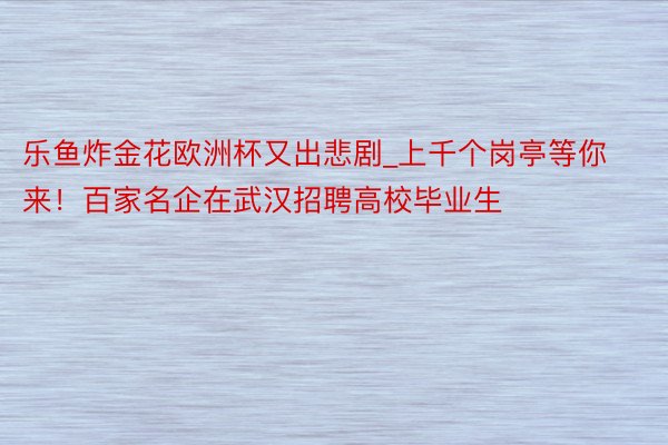 乐鱼炸金花欧洲杯又出悲剧_上千个岗亭等你来！百家名企在武汉招聘高校毕业生