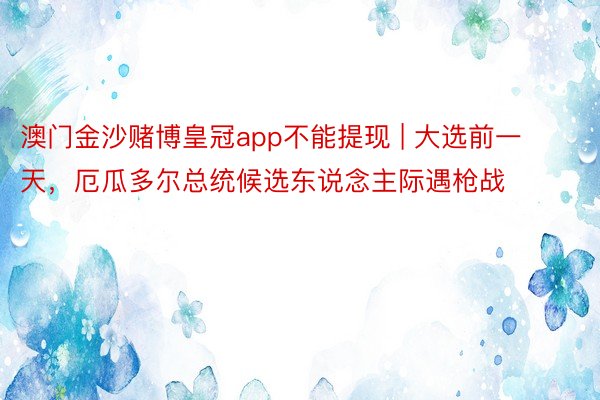 澳门金沙赌博皇冠app不能提现 | 大选前一天，厄瓜多尔总统候选东说念主际遇枪战