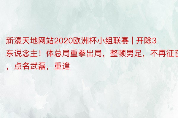 新濠天地网站2020欧洲杯小组联赛 | 开除3东说念主！体总局重拳出局，整顿男足，不再征召，点名武磊，重逢