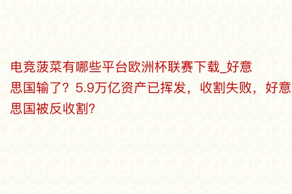 电竞菠菜有哪些平台欧洲杯联赛下载_好意思国输了？5.9万亿资产已挥发，收割失败，好意思国被反收割？